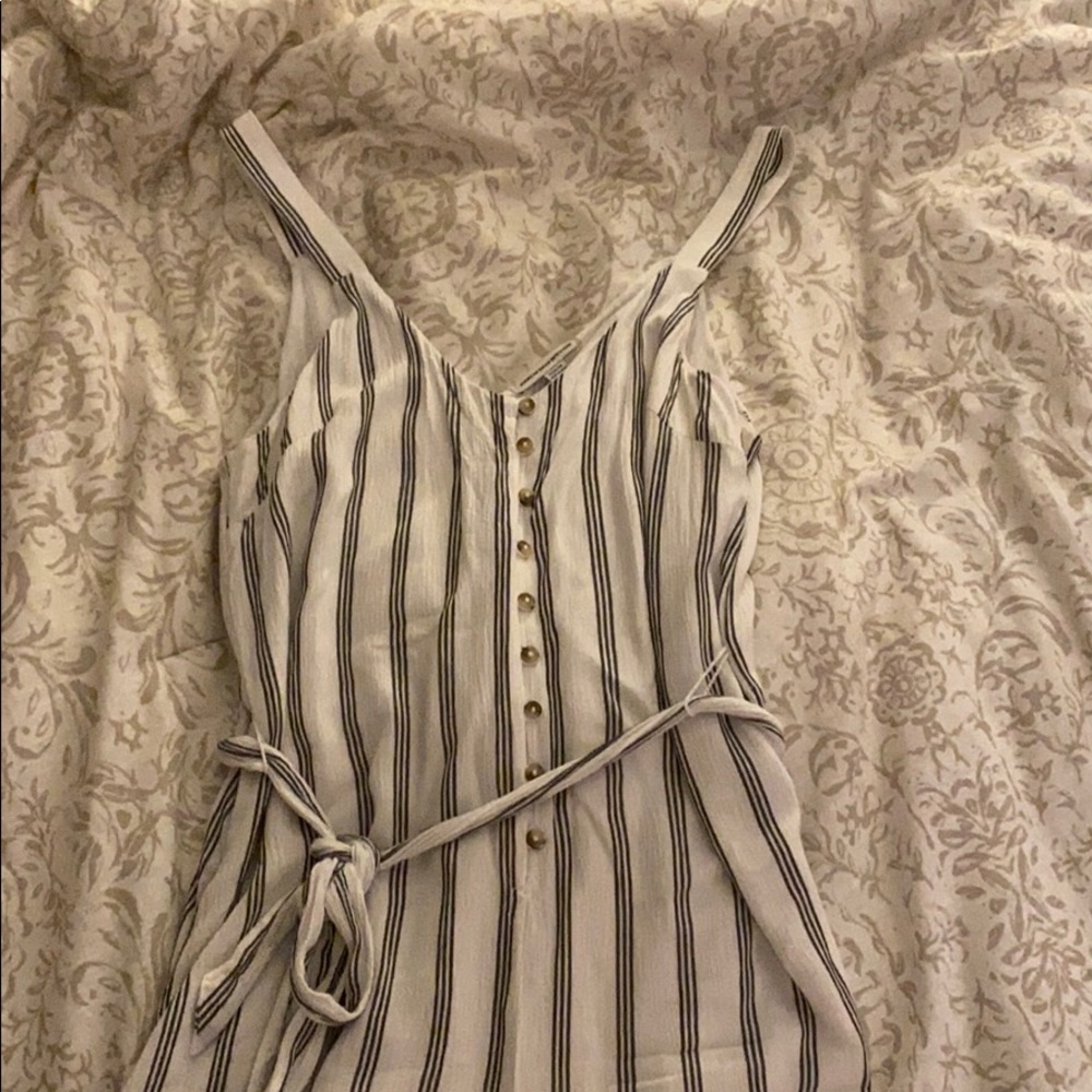 White and gray stripped romper